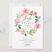 Wasserfarbe Rosa Blumengebirge Babydusche Brunch Einladung (Vorderseite)