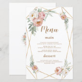 Wasserfarbe Rosa Blumenkornflora Hochzeitsmenü (Vorne/Hinten)