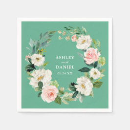 Wasserfarbe Rosa Blumenkranz Hochzeit Neo Mint Serviette