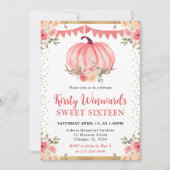 Wasserfarbe Rosa Blumenkürbis fallen Süß 16 Einladung (Vorderseite)