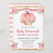 Wasserfarbe Rosa Blumenkürbis fallen Süß 16 Einladung (Vorne/Hinten)