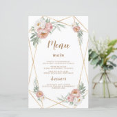 Wasserfarbe Rosa Blumenpflaster Gras Taufmenü (Stehend Vorderseite)