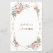 Wasserfarbe Rosa Blumenpflaster Gras Taufmenü (Rückseite)