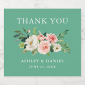 Wasserfarbe Rosa Blumenzehen Neo Mint Schaumweinetikett (Einzelnes Label)