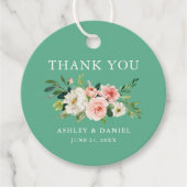 Wasserfarbe Rosa Blumenzwiese Danke Neo Mint Geschenkanhänger (Vorderseite)