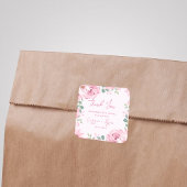 Wasserfarbe Rosa Blumenzwiese Danke Platz Quadratischer Aufkleber