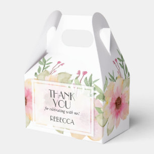 Wasserfarbe Rosa Blüten Danke  Geschenkschachtel