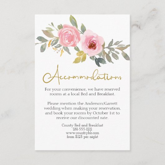 Wasserfarbe Rosa Blütenblütenblüte Blumenzehen Begleitkarte (Vorderseite)