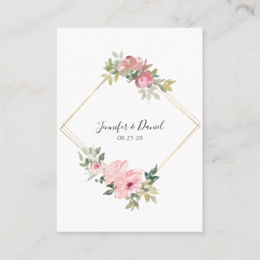 Wasserfarbe Rosa Blütenblütenblüte Blumenzehen Begleitkarte (Rückseite)