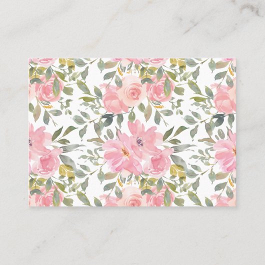 Wasserfarbe Rosa Blütenblütenblüte Blumenzehen Platzkarte (Rückseite)
