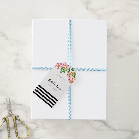 Wasserfarbe Rosa Blütenblütenhochzeit Geschenkanhänger (Mit Garn)