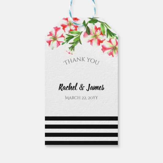 Wasserfarbe Rosa Blütenblütenhochzeit Geschenkanhänger (Rückseite)