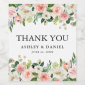 Wasserfarbe Rosa Blütengrün Hochzeit Weinetikett (Einzelnes Label)