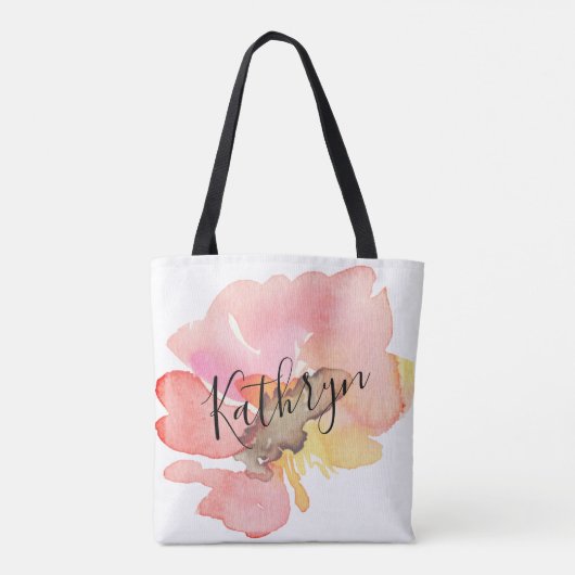 Wasserfarbe Rosa Blütenmutter am Boden Tasche (Rückseite)