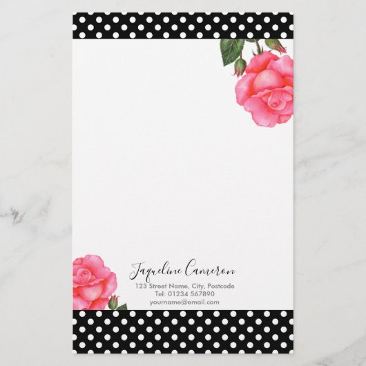 Wasserfarbe Rosa Botanische Illustration Briefpapier (Vorderseite)