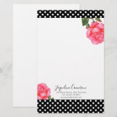 Wasserfarbe Rosa Botanische Illustration Briefpapier (Vorne/Hinten)