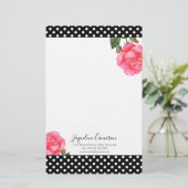 Wasserfarbe Rosa Botanische Illustration Briefpapier (Stehend Vorderseite)