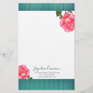 Wasserfarbe Rosa Botanische Illustration Briefpapier