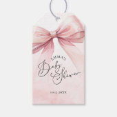 Wasserfarbe Rosa Bow Babydusche Geschenkanhänger (Vorderseite)