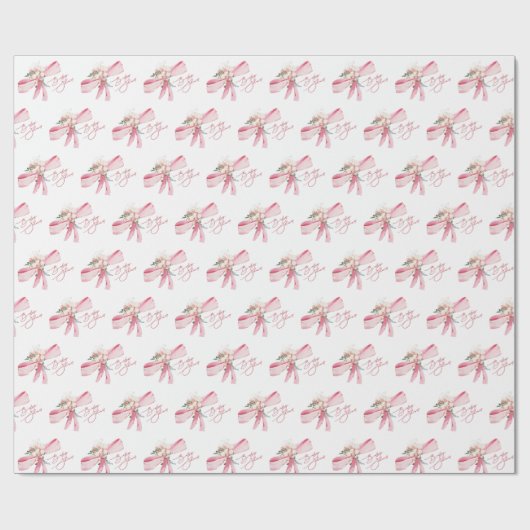 Wasserfarbe Rosa Bow Babydusche Geschenkpapier (Flach)