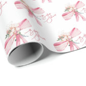 Wasserfarbe Rosa Bow Babydusche Geschenkpapier (Rolleneckpunkt)