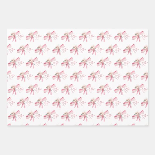 Wasserfarbe Rosa Bow Babydusche Geschenkpapier Set (Vorderseite 2)