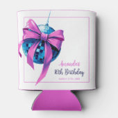 Wasserfarbe Rosa Bow Disco Ball Sweet 16 Birthday Dosenkühler (Rückseite)