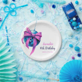 Wasserfarbe Rosa Bow Disco Ball Sweet 16 Birthday Pappteller (Party)