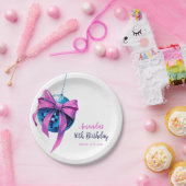 Wasserfarbe Rosa Bow Disco Ball Sweet 16 Birthday Pappteller (Party)