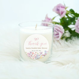 Wasserfarbe Rosa Bow Floral Girl Babydusche Runder Aufkleber