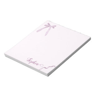 Wasserfarbe Rosa Bow Ribbon Sweet Personalisiert Notizblock