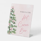 Wasserfarbe Rosa Bows Weihnachtsbaum Heiße Kakao-B Sockelschild (Vorderseite)