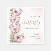 Wasserfarbe Rosa Butterfly Girl Babydusche Serviette (Vorderseite)