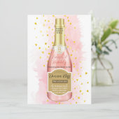Wasserfarbe Rosa Champagner Blubbly Dusche Einladu Einladung (Stehend Vorderseite)