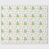 Wasserfarbe Rosa Chinoiserie Baubles Weihnachtsbau Geschenkpapier (Flach)