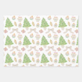 Wasserfarbe Rosa Chinoiserie Baubles Weihnachtsbau Geschenkpapier Set (Vorderseite 2)