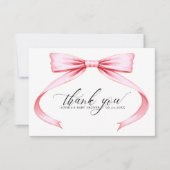 Wasserfarbe Rosa Coquette Bow Babydusche Dankeskarte (Vorderseite)