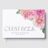 Wasserfarbe Rosa Dahlia Blume Foto Hochzeit Gästebuch (Vorderseite)