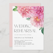 Wasserfarbe Rosa Dahlia Hochzeit Probe Abendessen Einladung (Vorne/Hinten)
