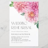 Wasserfarbe Rosa Dahlia Probe Abendessen Einladung (Vorderseite)