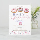 Wasserfarbe Rosa Donuts Baby Sprinkle Baby Dusche Einladung (Stehend Vorderseite)