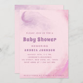Wasserfarbe Rosa Dreamy Moon Cloud Girl Babydusche Einladung (Vorne/Hinten)