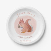 Wasserfarbe Rosa Eichhörnchen Kinderdusche Süße Ti Pappteller (Vorderseite)