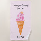 Wasserfarbe Rosa Eiscreme Personalisiert Strandtuch (Vorderseite)