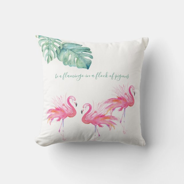 Wasserfarbe Rosa Flamingo-Kissen Kissen (Vorderseite)
