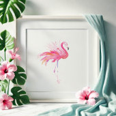 Wasserfarbe Rosa Flamingo Originale Tropische Kuns Poster