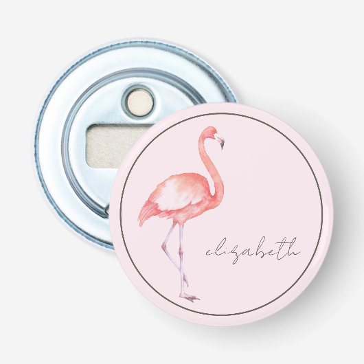 Wasserfarbe Rosa Flamingo Personalisiert Flaschenöffner (Vorderseite)