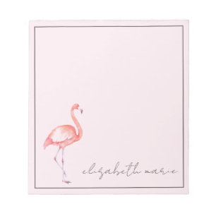 Wasserfarbe Rosa Flamingo Personalisiert Notizblock