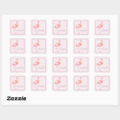 Wasserfarbe Rosa Flamingo Personalisiert Quadratischer Aufkleber (Blatt)