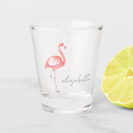 Wasserfarbe Rosa Flamingo Personalisiert Schnapsglas
